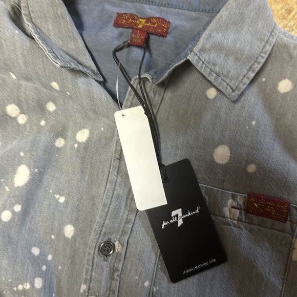 NWT. FOR ALL MANKIND BLEACH BUTTON UP - Picture 4 of 5